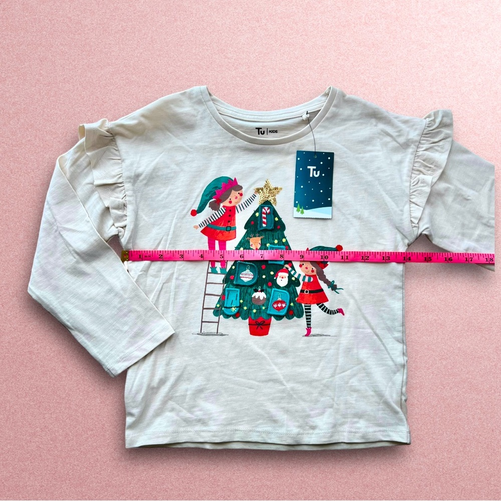 NEW! Girl’s Christmas Advent Long sleeve ruffle shirt size:5-6 y/o (110-116cm) - Picture 7 of 17